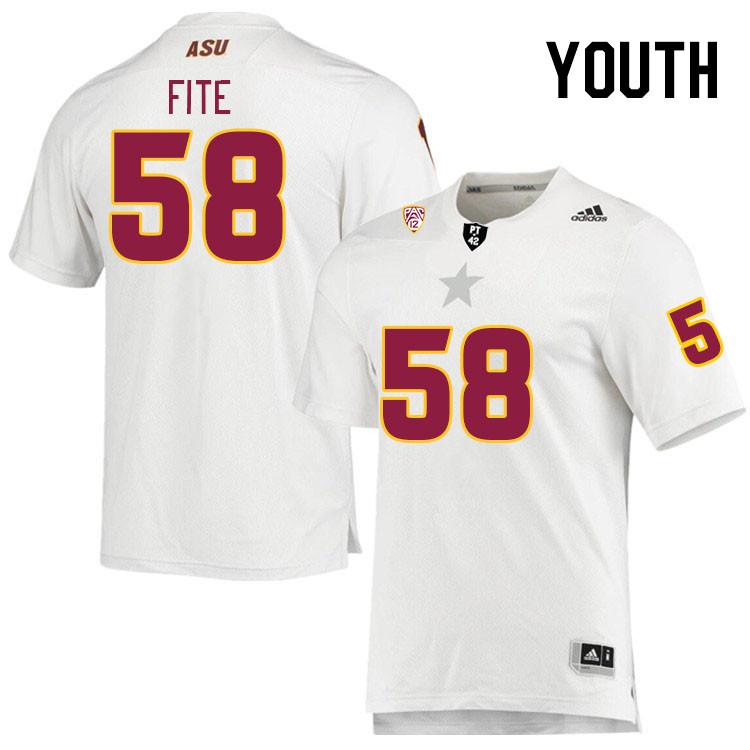 Youth #58 C.J. Fite Arizona State Sun Devils College Football Jerseys Stitched Sale-White - Click Image to Close